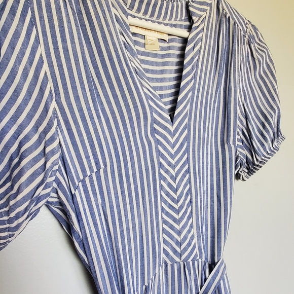 NWOT Monteau Tie-waist Midi Dress Vintage Striped Blue & White - Size Sm… - Picture 7 of 11